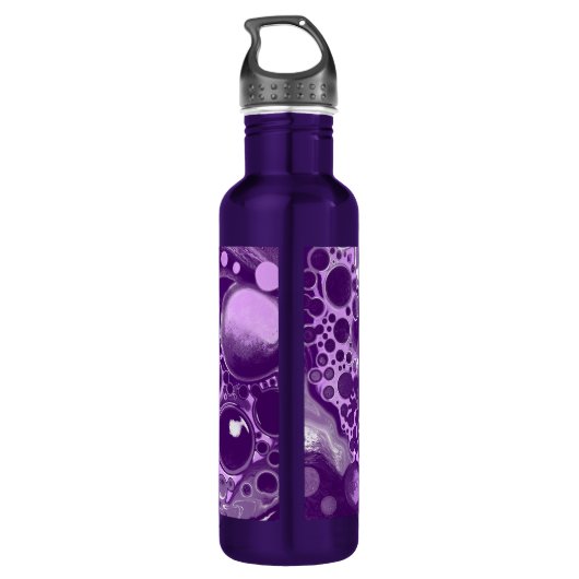 Paarse gepersonaliseerde marmerbare fluïde kunst waterfles  (Achterkant)