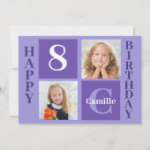  Paarse gepersonaliseerde meisjes Foto Birthday Kaart (Voorkant)