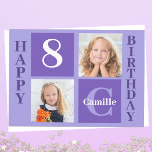 Paarse gepersonaliseerde meisjes Foto Birthday Kaart