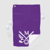 Paarse gepersonaliseerde monogram golfhanddoek (Insitu)