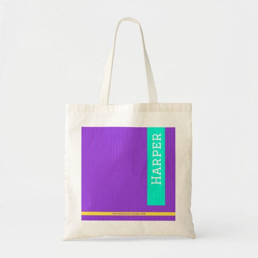 Paarse gepersonaliseerde naam en monogram tote bag (Voorkant)