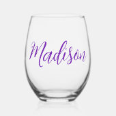  Paarse Gepersonaliseerde Naam Handgeschreven Scri Wijnglas Zonder Voet (Voorkant)