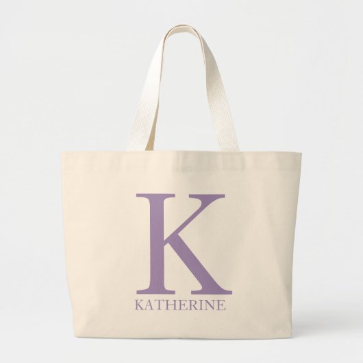 Paarse gepersonaliseerde naam monogram initiaal grote tote bag (Voorkant)