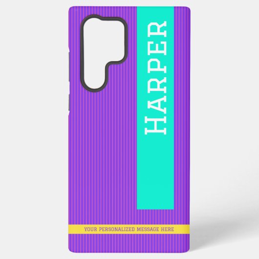 Paarse gepersonaliseerde naam samsung galaxy hoesje (Achterkant)