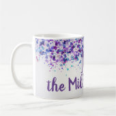 Paarse gepersonaliseerde naam verf plaat   koffiemok (Links)