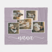 Paarse Gepersonaliseerde Nana Grandkid 5 Fotocolla Fleece Deken (Voorkant (Horizontaal))