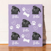 Paarse Gepersonaliseerde Paw Print Hondenliefhebbe Fleece Deken