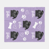 Paarse Gepersonaliseerde Paw Print Hondenliefhebbe Fleece Deken (Voorkant (Horizontaal))