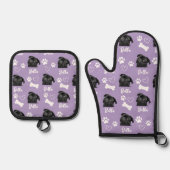 Paarse Gepersonaliseerde Pet Photo Hondenliefhebbe Ovenwant & Pannenlap Set (Voorkant)