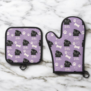 Paarse Gepersonaliseerde Pet Photo Hondenliefhebbe Ovenwant & Pannenlap Set