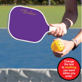 Paarse gepersonaliseerde pickleball paddle