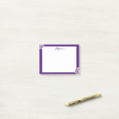 Paarse gepersonaliseerde Post-it®-notities Witte B Post-it® Notes (Op bureau)