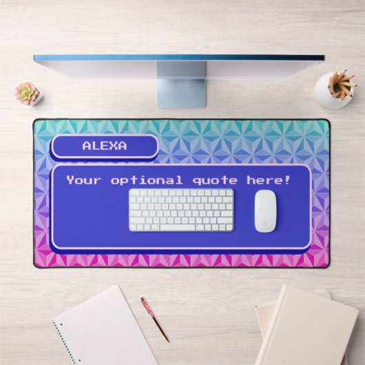 Paarse Gepersonaliseerde Retro Gaming Pixel Art Bureaumat (Kantoor 1)