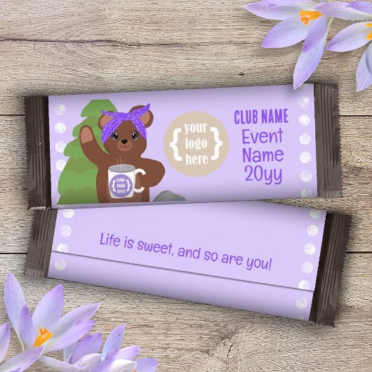 Paarse Gepersonaliseerde, Teddy Bear Snoep Bar Wra Flyer