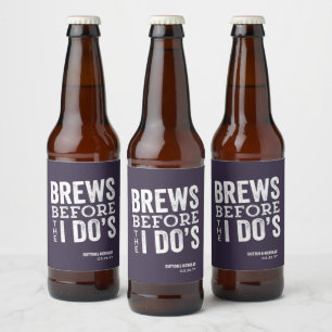 Paarse gepersonaliseerde trouw 'Brouwen voor ik he Bier Etiket