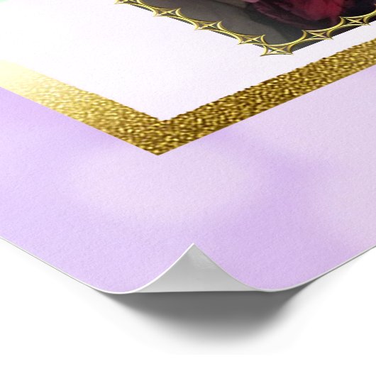 Paarse gepersonaliseerde Unicorn Rainbow Banner Poster (Hoek)