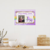  Paarse gepersonaliseerde Unicorn Rainbow Banner Poster (Keuken)