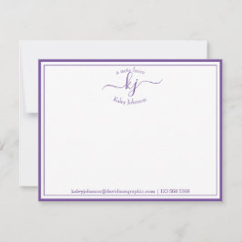 Paarse gepersonaliseerde | Van de schrijftafel van Bedankkaart