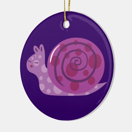 Paarse gepotte slak keramisch ornament (Links)