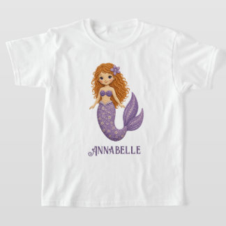 Paarse Gequilte Meermin Personaliseer T-shirt