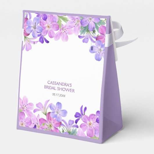 Paarse Geranium Bloem Bruidsborrel  Bedankdoosjes (Achterkant)