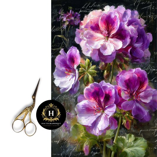 Paarse Geranium Bloem Decoupage Tissuepapier