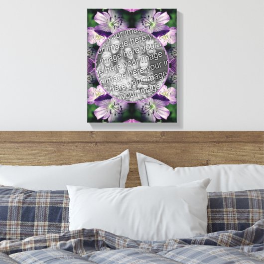 Paarse Geranium Bloem Frame Maak Je Eigen Foto Canvas Afdruk (Insitu (Slaapkamer))