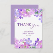 Paarse Geranium Bloemachtige Bruiloft Feest  Bedankkaart (Voorkant / Achterkant)