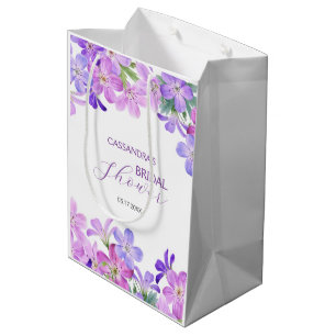 Paarse Geranium Bloemen Bruidsdouche Medium Cadeauzakje