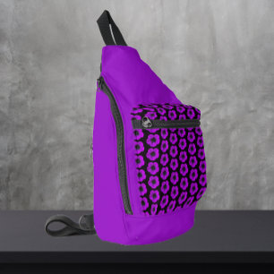 Paarse Geranium bloemmotief op Paarse Sling Bag