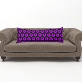 Paarse Geranium Floral Pattern op Black Lichaamskussen