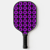 Paarse Geranium Floral Pattern op Black Pickleball Paddle (Voorkant)