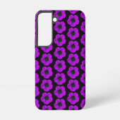 Paarse Geranium Floral Pattern op Black Samsung Galaxy Hoesje (Achterkant)