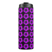 Paarse Geranium Floral Pattern op Black Thermosbeker (Voorkant)