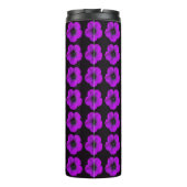 Paarse Geranium Floral Pattern op Black Thermosbeker (Achterkant)
