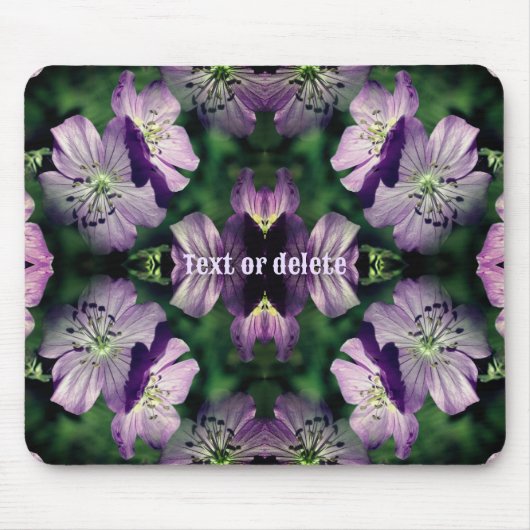 Paarse Geranium Flower Art Vermenigvuldigd Geperso Muismat (Voorkant)