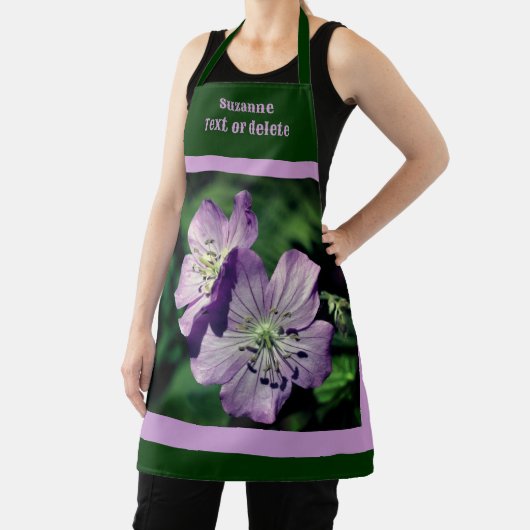 Paarse Geranium Flower gepersonaliseerd Schort (Insitu)