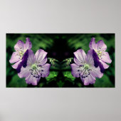 Paarse Geranium Flower Pair Mirror Abstract Poster (Voorkant)
