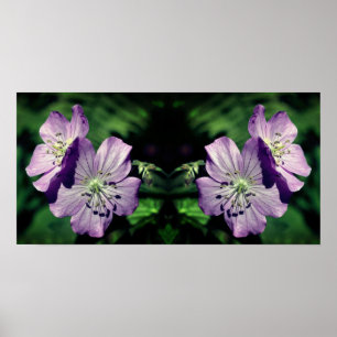  Paarse Geranium Flower Pair Mirror Abstract Poster