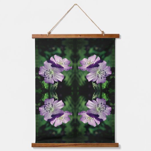 Paarse Geranium Flowers Abstract Hangend Wandkleed (Voorkant)