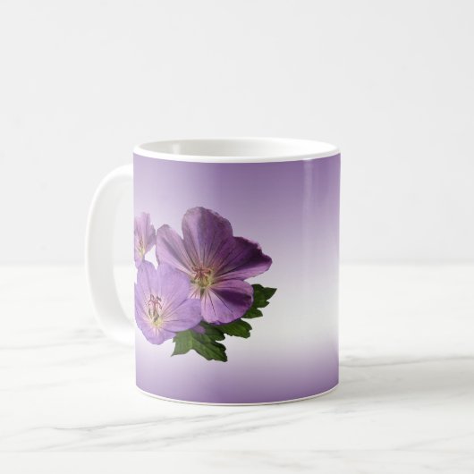 Paarse Geranium Flowers Koffiemok (Voorkant links)
