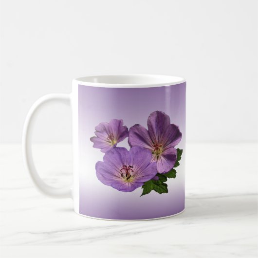 Paarse Geranium Flowers Koffiemok (Links)