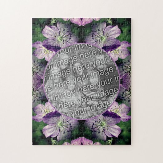 Paarse Geranium Flowers Lijst Uw foto toevoegen Legpuzzel (Verticaal)