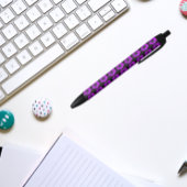 Paarse Geranium op Black Floral Pattern Zwarte Inkt Pen