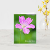 Paarse Geranium Wenskaart Kaart (Gele Bloem)