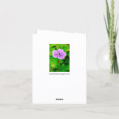 Paarse Geranium Wenskaart Kaart (Achterkant)
