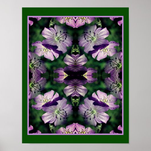 Paarse Geraniumbloemen Abstract vermenigvuldigd Poster (Voorkant)