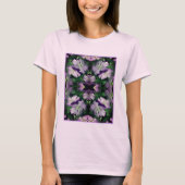 Paarse Geraniumbloemen Abstract vermenigvuldigd T-shirt (Voorkant)