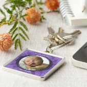 Paarse Gerber Daisy Baby Foto Sleutelhanger (Zijkant)