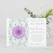 Paarse Gerber Daisy Mint Floral Wedding Uitnodigin Kaart (Staand voorkant)